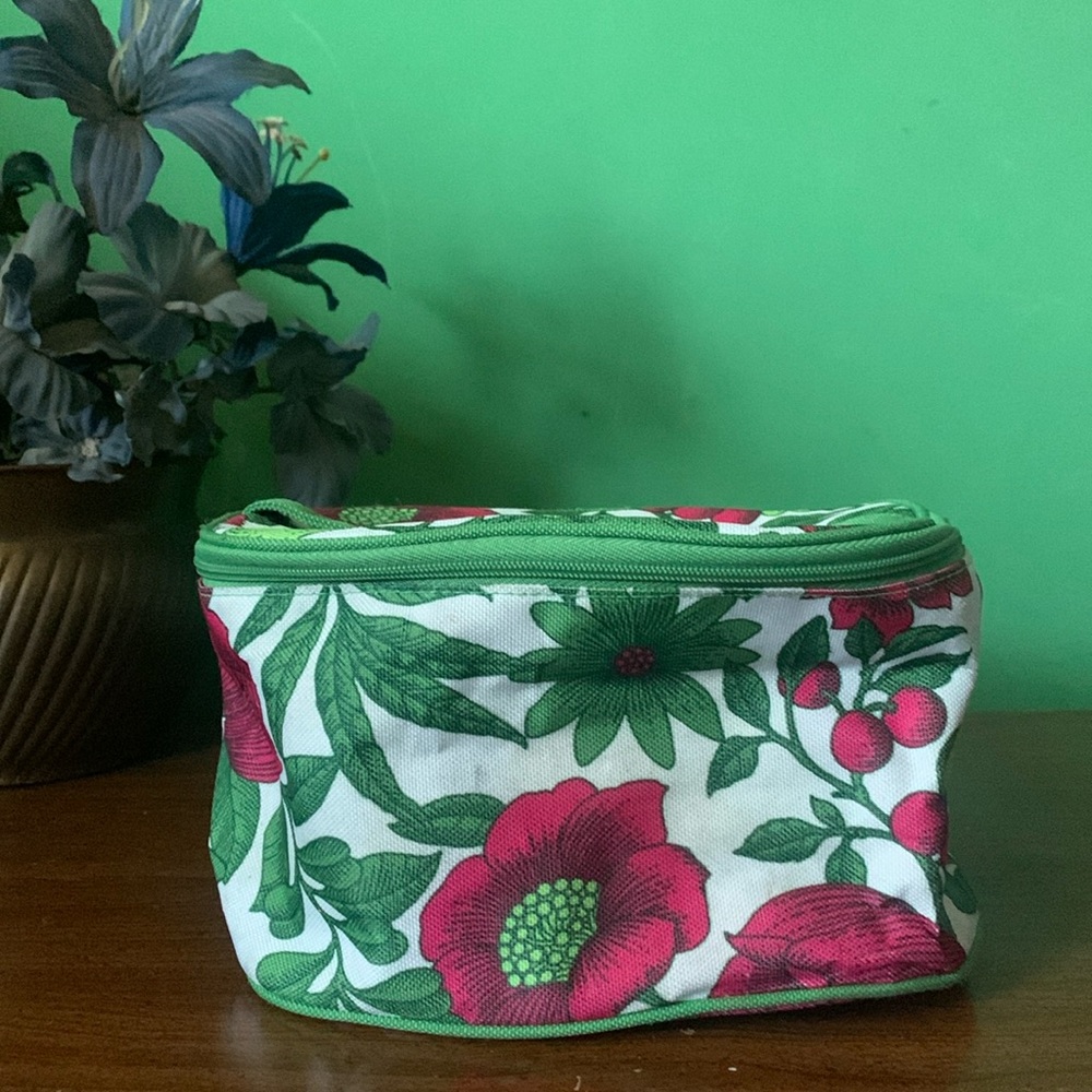 Clinique Green Floral Accessory Bag